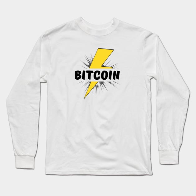 Bitcoin lightning bolt crypto Long Sleeve T-Shirt by My Crypto Design